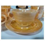 Jeanette Marigold Pitcher & Fire King Cups/Saucers Jeanette Marigold Pitcher & Fire King Cups/Saucers