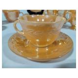 Jeanette Marigold Pitcher & Fire King Cups/Saucers Jeanette Marigold Pitcher & Fire King Cups/Saucers