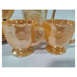 Jeanette Marigold Pitcher & Fire King Cups/Saucers Jeanette Marigold Pitcher & Fire King Cups/Saucers