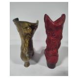 Brass Boot & Ceramic Boot Vases Brass Boot & Ceramic Boot Vases