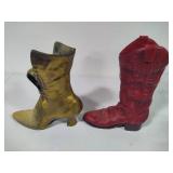Brass Boot & Ceramic Boot Vases Brass Boot & Ceramic Boot Vases