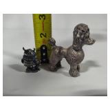 Pewter Mini Poodle & Viking Figurines Pewter Mini Poodle & Viking Figurines