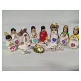 Hand Painted Mexican Tonala Folk Art Mini Nativity Scene Hand Painted Mexican Tonala Folk Art Mini Nativity Scene