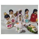 Hand Painted Mexican Tonala Folk Art Mini Nativity Scene Hand Painted Mexican Tonala Folk Art Mini Nativity Scene