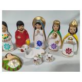 Hand Painted Mexican Tonala Folk Art Mini Nativity Scene Hand Painted Mexican Tonala Folk Art Mini Nativity Scene