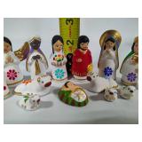 Hand Painted Mexican Tonala Folk Art Mini Nativity Scene Hand Painted Mexican Tonala Folk Art Mini Nativity Scene