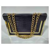 Ladies Vintage Gold/Black Faux Leather Purse Ladies Vintage Gold/Black Faux Leather Purse
