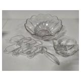 Ruffled Glass Serving Bowl, Divided Bowl & Dressing Pours Ruffled Glass Serving Bowl, Divided Bowl & Dressing Pours