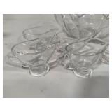 Ruffled Glass Serving Bowl, Divided Bowl & Dressing Pours Ruffled Glass Serving Bowl, Divided Bowl & Dressing Pours