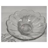 Ruffled Glass Serving Bowl, Divided Bowl & Dressing Pours Ruffled Glass Serving Bowl, Divided Bowl & Dressing Pours