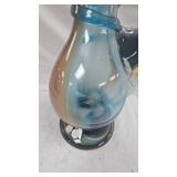 Hand Blown Vase with Swan Like Neck and Spiral Detail