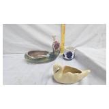 "Old Sleepy Eye" Stoneware Mug, Vintage Swan Planter, Majoica Pottery Dish