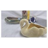 "Old Sleepy Eye" Stoneware Mug, Vintage Swan Planter, Majoica Pottery Dish