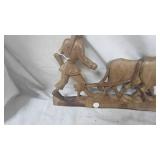 Folk Art Farmer and Bull Plowing Wall Hanging