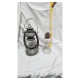 Vintage Glass Oil Lamp and Embury No 2 Air Pilot Lantern