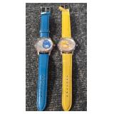2 M&M Watches (Yellow and Blue)   Yellow band is broken