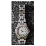 Vintage FOSSIL Blue Ladies Chronograph Watch. All stainless steel. Water resistant. #3982