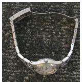 Vintage FOSSIL Blue Ladies Chronograph Watch. All stainless steel. Water resistant. #3982