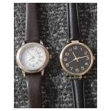 2 Quartz Unisex Watches with Black Strap Watchbands.   Japan movement, Stainless Steel Back.