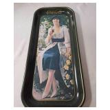 Vintage Coca Cola Lady 1921 Advertised Tray  19"L x 8 1/2"W