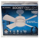 New - Bell + Howell Sockett Fan Light (2-in-1 LED Light & Fan) 1000 Lumens   Retail Price 39.95