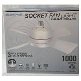 New - Bell + Howell Sockett Fan Light (2-in-1 LED Light & Fan) 1000 Lumens   Retail Price 39.95