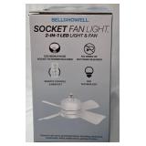 New - Bell + Howell Sockett Fan Light (2-in-1 LED Light & Fan) 1000 Lumens   Retail Price 39.95