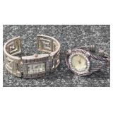 Vintage - Ladies GENEVA Platinum and Figaro Stainless Steel Watches. Japan movement.