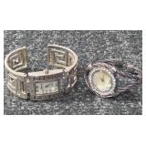 Vintage - Ladies GENEVA Platinum and Figaro Stainless Steel Watches. Japan movement.