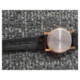 NEW-Genuine Diamond Quartz Watch.  Japan movement. Stainless Steel. Black Leather Strap.
