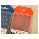 Lot of (5 partial packs) Assorted Welding Electrodes - 1/16" Tungsten 2% Thoriated, Tungsten Thoriated 2%, 3/32" Tungsten 2% Ceriated (in original packaging)