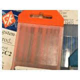 Lot of (5 partial packs) Assorted Welding Electrodes - 1/16" Tungsten 2% Thoriated, Tungsten Thoriated 2%, 3/32" Tungsten 2% Ceriated (in original packaging)