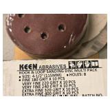 Keen Abrasives 4 1/2" 180,220,240,320,400 Grit Sanding Discs | 8-hole | Hook and Loop (assorted)