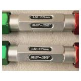 Lot of (2) 1.52-7.71mm / .0610"-.2505" GO / NO-GO Gages