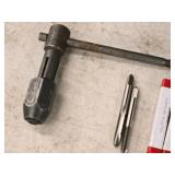 T-Handle Tap Wrench with (30) Taps - (5) 1/4", (2) 5/16", (4) 10-24, (1) 2-56, (3) 10-32, (2) 6-32, (3) 5/16, (5) 8/32, (2) 4-40