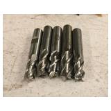 Lot of (5) End Mill Bits (1) 7/16, (3) 3/8, (1) 11/32