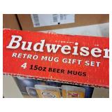 Budweiser Retro Mug Gift Set - (4) 15oz Beer Mugs Budweiser Retro Mug Gift Set - (4) 15oz Beer Mugs