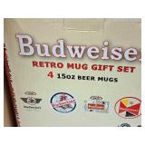 Budweiser Retro Mug Gift Set - (4) 15oz Beer Mugs Budweiser Retro Mug Gift Set - (4) 15oz Beer Mugs
