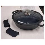 Diamond Ceramic Non-Stick Cast Iron 4.5-qt Braiser with Glass Lid and Silicone Handles - Kitchen HQ (in original packaging) Diamond Ceramic Non-Stick Cast Iron 4.5-qt Braiser with Glass Lid and Silicone Handles - Kitchen HQ (in original packaging)