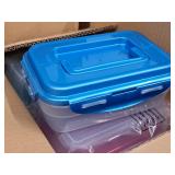 Lot of (6) Plastic Food Storage Containers with Lid and Handle 5-1/2"x8"x3" (Assorted) (in original packaging) Lot of (6) Plastic Food Storage Containers with Lid and Handle 5-1/2"x8"x3" (Assorted) (in original packaging)