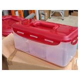 Lot of (2) Lock n Lock® Plastic Food Storage Bin with Lid, Handle and 3 Removable Food Separator Cups (in original packaging) Lot of (2) Lock n Lock® Plastic Food Storage Bin with Lid, Handle and 3 Removable Food Separator Cups (in original packaging)