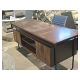 Wood Office Desk with Rolling Office Chair Wood Office Desk with Rolling Office Chair