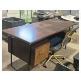 Wood Office Desk with Rolling Office Chair Wood Office Desk with Rolling Office Chair