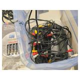 Lot of (1 Tote Bin) A/V Cables, Dimmer Switches (assorted) Lot of (1 Tote Bin) A/V Cables, Dimmer Switches (assorted)