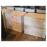 Lot of (2) Metal Filing Cabinets 2-drawer 30" x 18" x 28" with Keys Lot of (2) Metal Filing Cabinets 2-drawer 30" x 18" x 28" with Keys