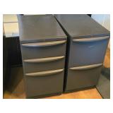 Lot of (2) Metal Rolling File Cabinets - 2 drawer and 3-drawer 15" x 24" x 28-1/2" Lot of (2) Metal Rolling File Cabinets - 2 drawer and 3-drawer 15" x 24" x 28-1/2"