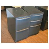 Lot of (2) Metal Rolling File Cabinets - 2 drawer and 3-drawer 15" x 24" x 28-1/2" Lot of (2) Metal Rolling File Cabinets - 2 drawer and 3-drawer 15" x 24" x 28-1/2"