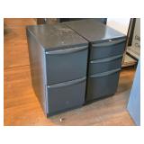 Lot of (2) Metal Rolling File Cabinets - 2 drawer and 3-drawer 15" x 24" x 28-1/2" Lot of (2) Metal Rolling File Cabinets - 2 drawer and 3-drawer 15" x 24" x 28-1/2"