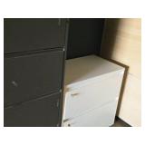 Lot of (2) Filing Cabinets - 4-drawer (grey, no key), 2-drawer (cream, with key) Lot of (2) Filing Cabinets - 4-drawer (grey, no key), 2-drawer (cream, with key)