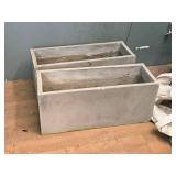 Lot of (2) Cement Planter Boxes 27 1/2" x 10" x 12" Lot of (2) Cement Planter Boxes 27 1/2" x 10" x 12"